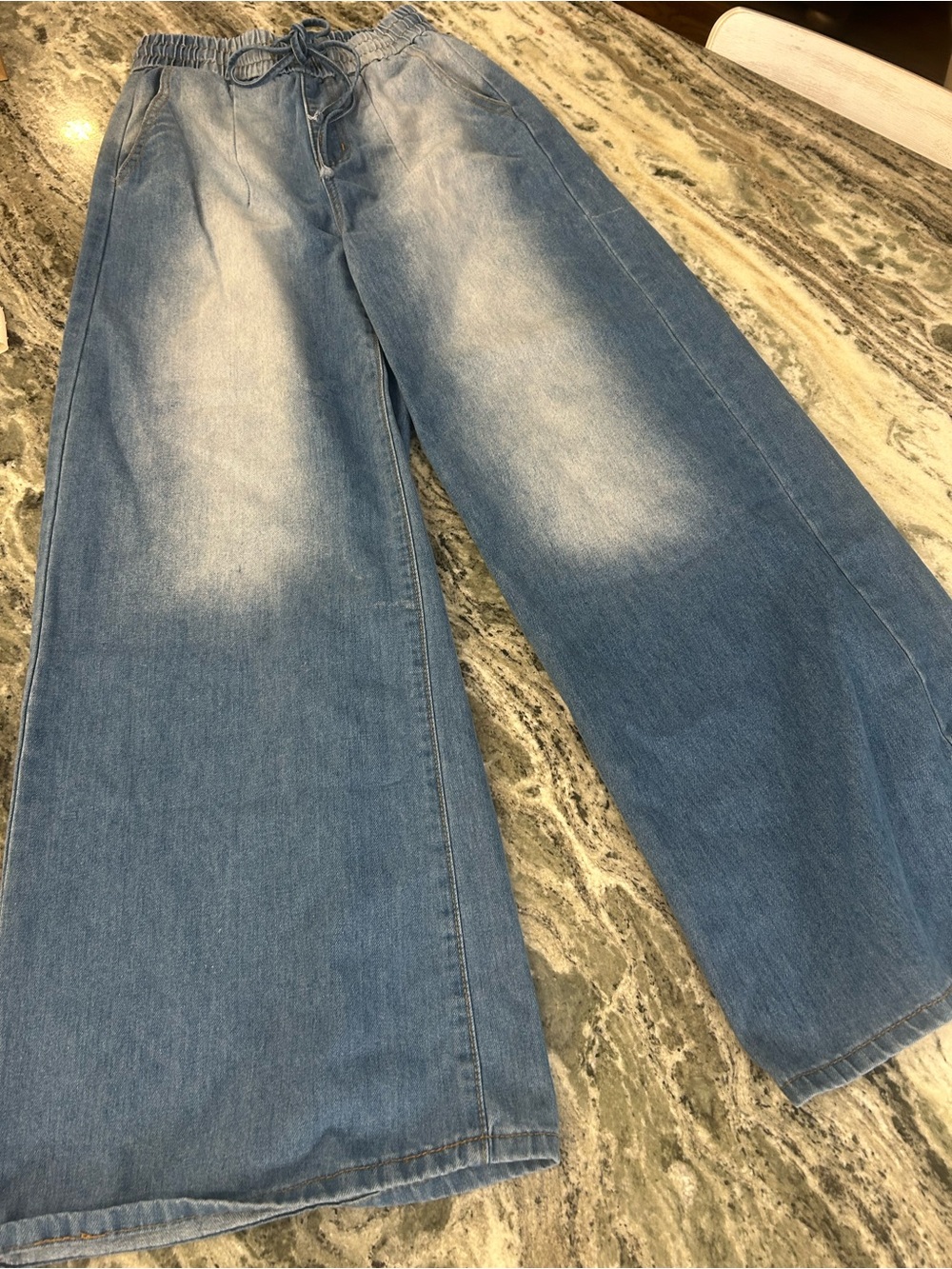 Women’s American Bazi Light Blue Bootcut Jeans with Washed Knees
